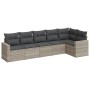 Garden sofa set 6 pieces and gray synthetic rattan cushions by , Garden sets - Ref: Foro24-3218982, Price: 428,42 €, Discount: %
