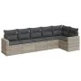 Garden sofa set 6 pieces and gray synthetic rattan cushions by , Garden sets - Ref: Foro24-3218982, Price: 420,95 €, Discount: %