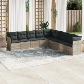 Garden furniture set 9 pieces and light gray synthetic rattan cushions by , Garden sets - Ref: Foro24-3217782, Price: 613,48 ...
