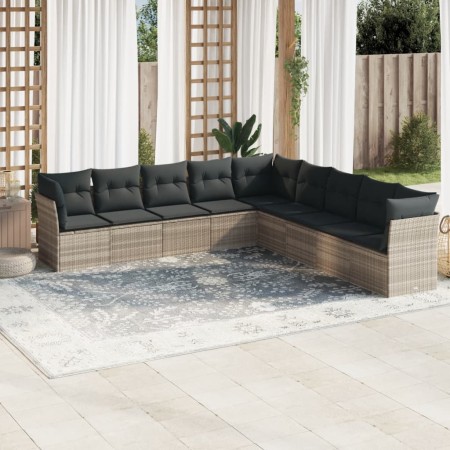 Gartenmöbel-Set 9-teilig mit Kissen aus hellem grauem Kunst-Rattan. von , Gartensets - Ref: Foro24-3217782, Preis: 624,26 €, ...