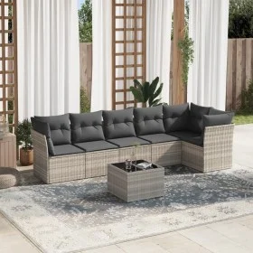Gartensofa-Set, 7-teilig, mit Kissen, aus hellem grauem PE-Rattan. von , Gartensets - Ref: Foro24-3217672, Preis: 481,06 €, R...