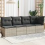 Sofá de jardín con cojines 4 plazas ratán sintético gris claro de , Sofás de exterior - Ref: Foro24-366177, Precio: 260,86 €