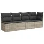 Garden sofa with cushions, 4 seats, light gray synthetic rattan by , Outdoor sofas - Ref: Foro24-366177, Price: 267,12 €, Dis...