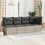 Garden sofa with cushions, 4 seats, light gray synthetic rattan by , Outdoor sofas - Ref: Foro24-366177, Price: 267,12 €, Dis...