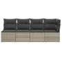 Garden sofa with cushions, 4 seats, light gray synthetic rattan by , Outdoor sofas - Ref: Foro24-366177, Price: 267,12 €, Dis...