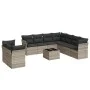 Set of 10-piece garden sofas with light gray synthetic rattan cushions by , Garden sets - Ref: Foro24-3217852, Price: 707,40 ...