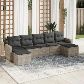 7-piece garden sofa set with light gray PE rattan cushions by , Modular outdoor sofas - Ref: Foro24-3251679, Price: 464,82 €,...