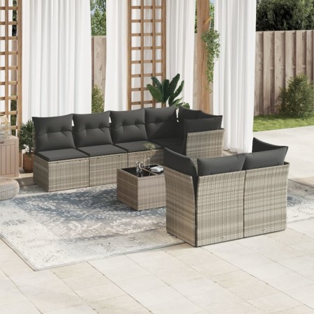 Garden sofa set 8 pieces and gray synthetic rattan cushions by , Garden sets - Ref: Foro24-3217302, Price: 554,74 €, Discount: %