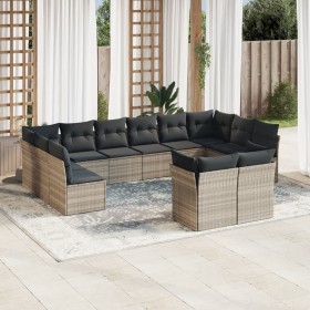 Garden sofa set 12 pieces and gray synthetic rattan cushions by , Garden sets - Ref: Foro24-3218432, Price: 857,43 €, Discoun...