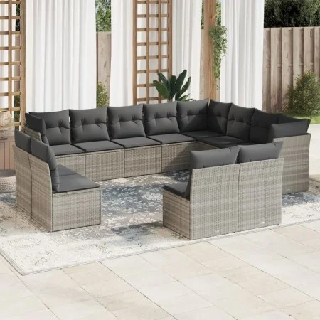 Garden sofa set 12 pieces and gray synthetic rattan cushions by , Garden sets - Ref: Foro24-3218472, Price: 792,42 €, Discoun...