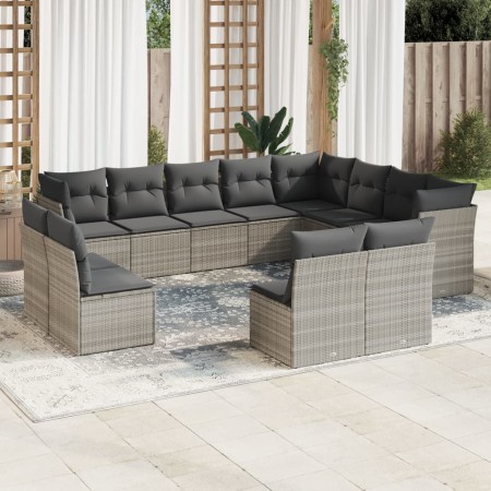 Set de sofás de jardín 12 pzas y cojines ratán sintético gris de , Conjuntos de jardín - Ref: Foro24-3218472, Precio: 806,33 ...