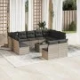 Garden sofa set 12 pieces and gray synthetic rattan cushions by , Garden sets - Ref: Foro24-3218362, Price: 758,46 €, Discoun...