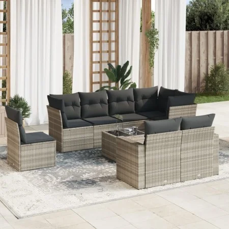Garden furniture set 9 pieces and light gray synthetic rattan cushions by , Garden sets - Ref: Foro24-3219242, Price: 626,83 ...