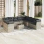 Set de sofás de jardín 12 pzas y cojines ratán sintético gris de , Conjuntos de jardín - Ref: Foro24-3217892, Precio: 883,78 ...