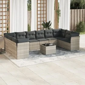 Garden sofa set 11 pieces and gray synthetic rattan cushions by , Garden sets - Ref: Foro24-3218212, Price: 743,29 €, Discoun...