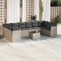 Garden sofa set 11 pieces and gray synthetic rattan cushions by , Garden sets - Ref: Foro24-3218212, Price: 755,38 €, Discoun...