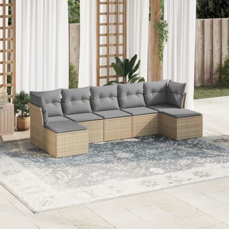 Gartensofa-Set, 7-teilig, mit Kissen, aus hellem grauem PE-Rattan. von , Gartensets - Ref: Foro24-3218032, Preis: 460,89 €, R...