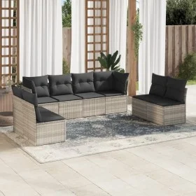 Garden sofa set 8 pieces and gray synthetic rattan cushions by , Garden sets - Ref: Foro24-3217452, Price: 529,39 €, Discount: %