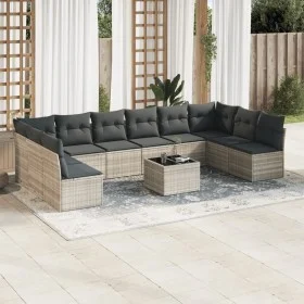 Garden sofa set 11 pieces and gray synthetic rattan cushions by , Garden sets - Ref: Foro24-3218102, Price: 707,00 €, Discoun...