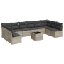 Garden sofa set 11 pieces and gray synthetic rattan cushions by , Garden sets - Ref: Foro24-3218102, Price: 691,37 €, Discoun...