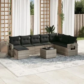 Garden furniture set 9 pieces and light gray synthetic rattan cushions by , Garden sets - Ref: Foro24-3252909, Price: 603,49 ...