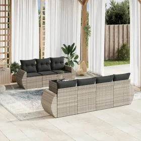 Garden sofa set 8 pieces and gray synthetic rattan cushions by , Garden sets - Ref: Foro24-3253469, Price: 611,18 €, Discount: %
