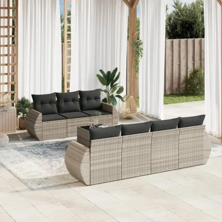 Gartensofagarnitur 8-teilig mit grauen Polstern aus synthetischem Rattan von , Gartensets - Ref: Foro24-3253469, Preis: 611,1...