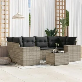 7-piece garden sofa set with light gray PE rattan cushions by , Garden sets - Ref: Foro24-3254659, Price: 521,06 €, Discount: %
