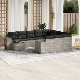 Garden sofa set 11 pieces and gray synthetic rattan cushions by , Garden sets - Ref: Foro24-3255469, Price: 760,36 €, Discoun...