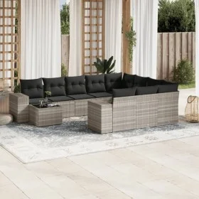 Garden sofa set 11 pieces and gray synthetic rattan cushions by , Garden sets - Ref: Foro24-3255469, Price: 849,59 €, Discoun...