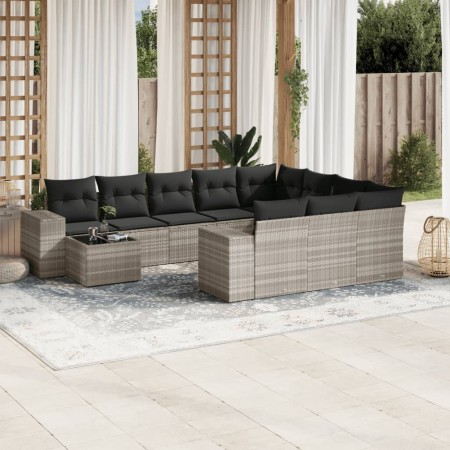Garden sofa set 11 pieces and gray synthetic rattan cushions by , Garden sets - Ref: Foro24-3255469, Price: 790,38 €, Discoun...