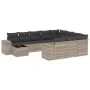 Garden sofa set 11 pieces and gray synthetic rattan cushions by , Garden sets - Ref: Foro24-3255469, Price: 850,75 €, Discoun...