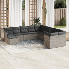 Set de sofás de jardín 11 pzas y cojines ratán sintético gris de , Conjuntos de jardín - Ref: Foro24-3218612, Precio: 751,00 ...