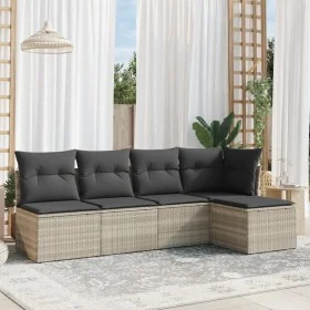 Garden sofa set and cushions 5 pieces light gray synthetic rattan by , Garden sets - Ref: Foro24-3217522, Price: 314,00 €, Di...