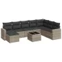 Garden furniture set 9 pieces and light gray synthetic rattan cushions by , Modular outdoor sofas - Ref: Foro24-3251709, Pric...