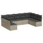Garden furniture set 9 pieces and light gray synthetic rattan cushions by , Garden sets - Ref: Foro24-3218072, Price: 584,71 ...