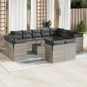 Set of garden sofas with 13 pieces of gray synthetic rattan cushions by , Garden sets - Ref: Foro24-3218542, Price: 982,76 €,...