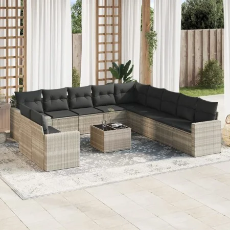 Garden sofa set 12 pieces and gray synthetic rattan cushions by , Garden sets - Ref: Foro24-3219192, Price: 845,84 €, Discoun...