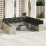 Garden sofa set 12 pieces and gray synthetic rattan cushions by , Garden sets - Ref: Foro24-3219192, Price: 845,84 €, Discoun...