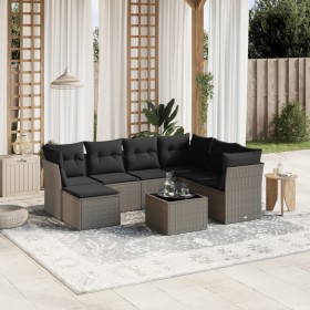 Gartensofagarnitur 8-teilig mit grauen Polstern aus synthetischem Rattan von , Gartensets - Ref: Foro24-3263228, Preis: 542,3...
