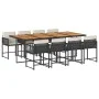Set de comedor de jardín 9 pzas y cojines ratán sintético negro de , Conjuntos de jardín - Ref: Foro24-3211467, Precio: 624,7...