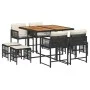 Set de comedor de jardín 9 pzas y cojines ratán sintético negro de , Conjuntos de jardín - Ref: Foro24-3211503, Precio: 402,8...