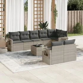 Garden furniture set 9 pieces and light gray synthetic rattan cushions by , Garden sets - Ref: Foro24-3252769, Price: 659,21 ...