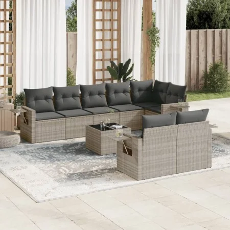 Garden furniture set 9 pieces and light gray synthetic rattan cushions by , Garden sets - Ref: Foro24-3252769, Price: 658,17 ...