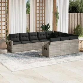 Set of 10-piece garden sofas with light gray synthetic rattan cushions by , Garden sets - Ref: Foro24-3253029, Price: 708,06 ...