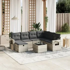 Gartensofagarnitur 8-teilig mit grauen Polstern aus synthetischem Rattan von , Gartensets - Ref: Foro24-3263848, Preis: 531,1...