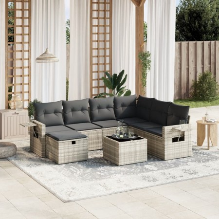 Gartensofagarnitur 8-teilig mit grauen Polstern aus synthetischem Rattan von , Gartensets - Ref: Foro24-3263848, Preis: 541,5...
