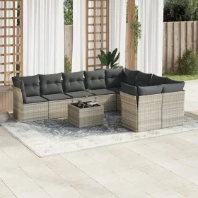 Set of 10-piece garden sofas with light gray synthetic rattan cushions by , Garden sets - Ref: Foro24-3218182, Price: 676,87 ...