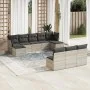 Set of 10-piece garden sofas with light gray synthetic rattan cushions by , Garden sets - Ref: Foro24-3218292, Price: 623,77 ...