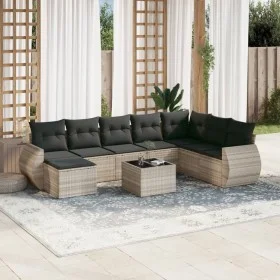 Gartenmöbel-Set 9-teilig mit Kissen aus hellem grauem Kunst-Rattan. von , Gartensets - Ref: Foro24-3254109, Preis: 624,84 €, ...
